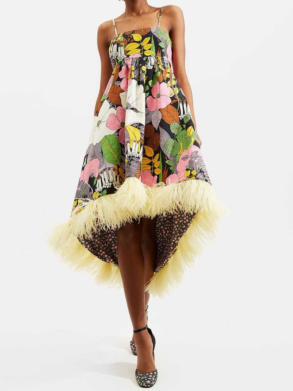 La Double J La Scala Dress with Feather Trim